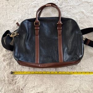 Fossil Black and Brown Leather Briefcase